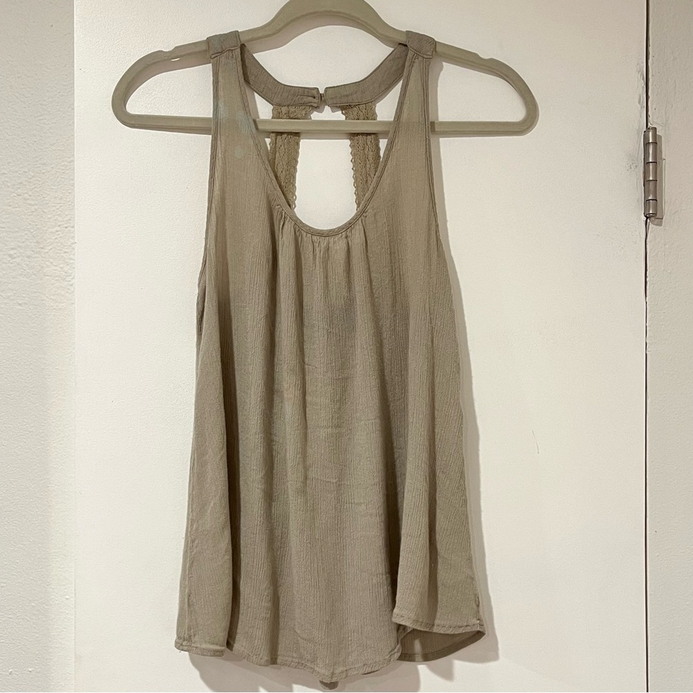 Speed Limit Mph Light Green Crinkle Keyhole Back Tunic Tank Top S